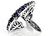Blue Lab Created Sapphire Rhodium Over Sterling Silver Ring 13.97ctw