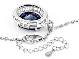 Blue Lab Created Sapphire Rhodium Over Silver Pendant with Chain 10.33ctw