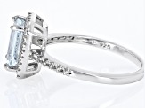 Blue Aquamarine Rhodium Over Sterling Silver Ring 1.34ctw