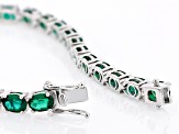 Green Lab Created Emerald Rhodium Over Sterling Silver Tennis Bracelet 15.09ctw