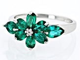 Green Lab Emerald Rhodium Over Sterling Silver Ring 1.62ctw