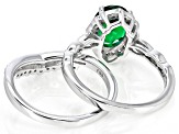 Green Lab Created Emerald Rhodium Over Sterling Silver Ring Set 1.84ctw