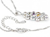 Multi-Gem Rhodium Over Sterling Silver Pendant With Chain 1.90ctw