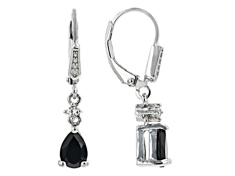 Black Spinel Rhodium Over Silver Dangle Earrings 1.80ctw