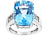 Sky Blue Topaz Rhodium Over Sterling Silver Ring 8.32ctw.