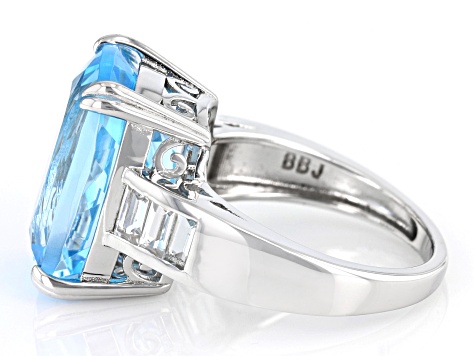 Sky Blue Topaz Rhodium Over Sterling Silver Ring 8.32ctw.