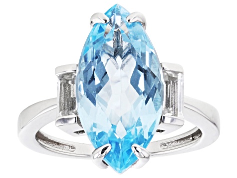 Sky Blue Topaz Rhodium Over Sterling Silver Ring 6.48ctw