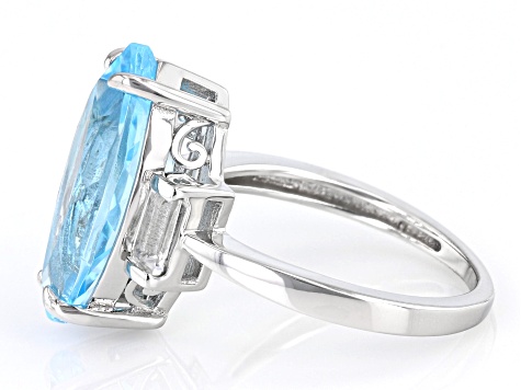 Sky Blue Topaz Rhodium Over Sterling Silver Ring 6.48ctw