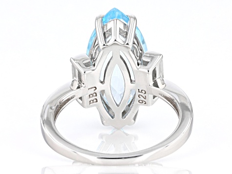 Sky Blue Topaz Rhodium Over Sterling Silver Ring 6.48ctw