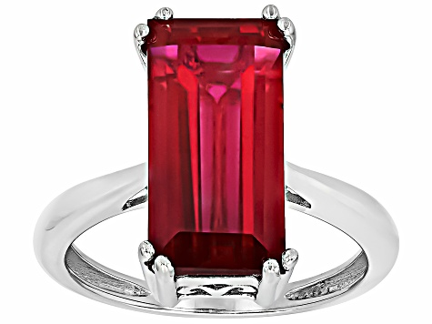 Lab Created Ruby Rhodium Over Sterling Silver Ring 9.00ct