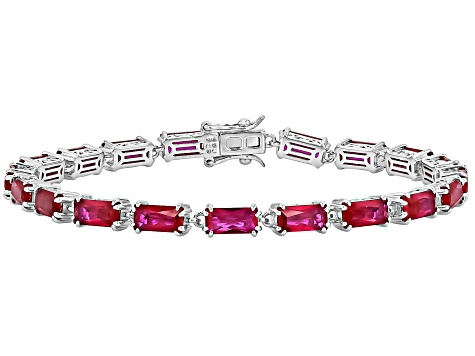 Lab Created Ruby Rhodium Over Sterling Silver Tennis Bracelet