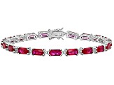 Lab Created Ruby Rhodium Over Sterling Silver Tennis Bracelet