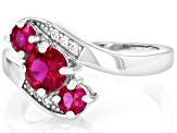 Lab Created Ruby Rhodium Over Silver Bypass Ring 1.40ctw