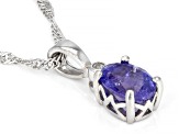 Blue Tanzanite Rhodium Over Sterling Silver Pendant With Chain 1.03ctw