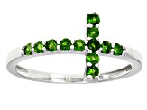 Green Chrome Diopside Rhodium Over Sterling Silver Cross Ring And Necklace Set 0.82ctw