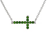 Green Chrome Diopside Rhodium Over Sterling Silver Cross Ring And Necklace Set 0.82ctw