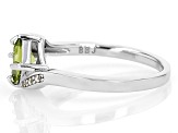 Green Peridot Rhodium Over Sterling Silver Bypass Ring 1.02ctw