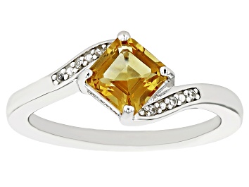 Picture of Yellow Citrine Rhodium Over Sterling Silver Bypass Ring 0.90ctw
