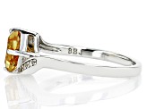 Yellow Citrine Rhodium Over Sterling Silver Bypass Ring 0.90ctw