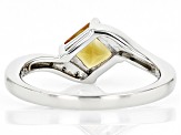 Yellow Citrine Rhodium Over Sterling Silver Bypass Ring 0.90ctw