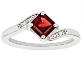 Red Garnet Rhodium Over Sterling Silver Bypass Ring 1.24ctw