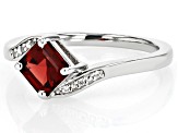 Red Garnet Rhodium Over Sterling Silver Bypass Ring 1.24ctw