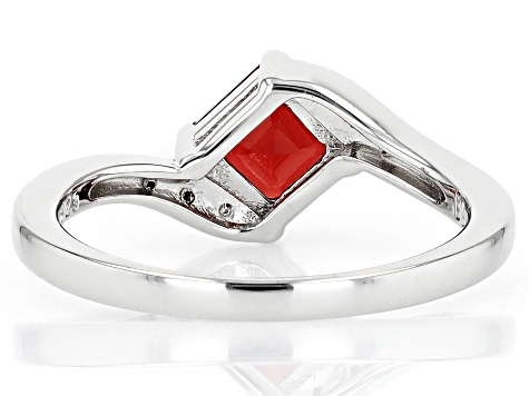 Red Garnet Rhodium Over Sterling Silver Bypass Ring 1.24ctw