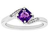 Purple Amethyst Rhodium Over Sterling Silver Bypass Ring 0.97ctw