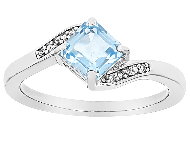 Sky Blue Topaz Rhodium Over Sterling Silver Bypass Ring 1.22ctw