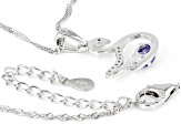 Blue Tanzanite Rhodium Over Silver Swan Pendant With Chain 0.59ctw