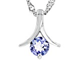 Blue Tanzanite Rhodium Over Sterling Silver Tulip Pendant With Chain 0.27ct