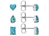 Blue Composite Turquoise Sterling Silver Earrings Set Of 3