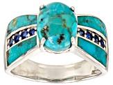 Blue Composite Turquoise Rhodium Over Silver Ring 0.23ctw