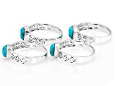 Blue Turquoise Sterling Silver Stackable Ring Set Of 4