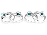 Blue Turquoise Sterling Silver Stackable Ring Set Of 4