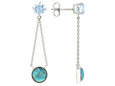 Blue Turquoise Rhodium Over Silver Dangle Earrings 1.70ctw