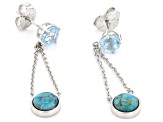 Blue Turquoise Rhodium Over Silver Dangle Earrings 1.70ctw