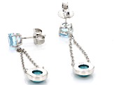 Blue Turquoise Rhodium Over Silver Dangle Earrings 1.70ctw