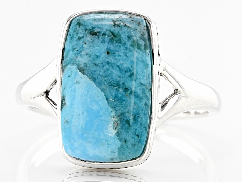 Blue Composite Turquoise Sterling Silver Solitaire Ring