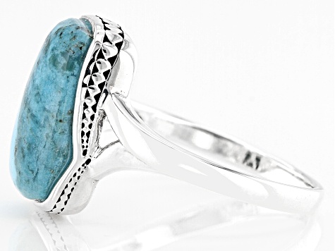 Blue Composite Turquoise Sterling Silver Solitaire Ring