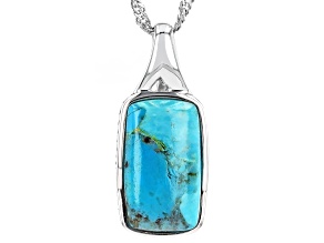 Blue Composite Turquoise Sterling Silver Solitaire Pendant with Chain