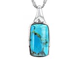 Blue Turquoise Sterling Silver Solitaire Pendant with Chain