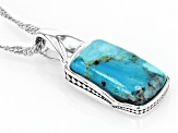 Blue Turquoise Sterling Silver Solitaire Pendant with Chain