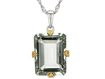 Picture of Prasiolite Rhodium Over Sterling Silver Pendant With Chain 8.86ctw