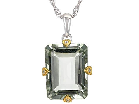 Prasiolite Rhodium Over Sterling Silver Pendant With Chain 8.86ctw