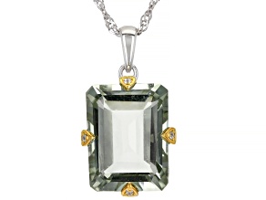Prasiolite Rhodium Over Sterling Silver Pendant With Chain 8.86ctw