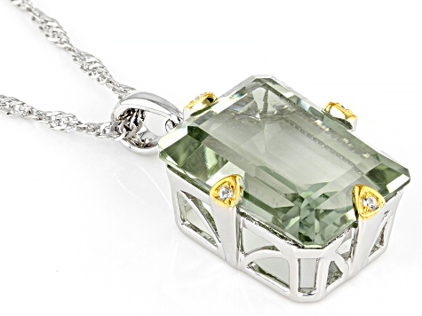 Prasiolite Rhodium Over Sterling Silver Pendant With Chain 8.86ctw