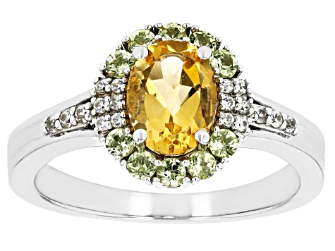 Yellow Citrine Rhodium Over Sterling Silver Ring 1.40ctw