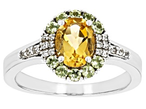 Yellow Citrine Rhodium Over Sterling Silver Ring 1.40ctw
