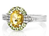 Yellow Citrine Rhodium Over Sterling Silver Ring 1.40ctw